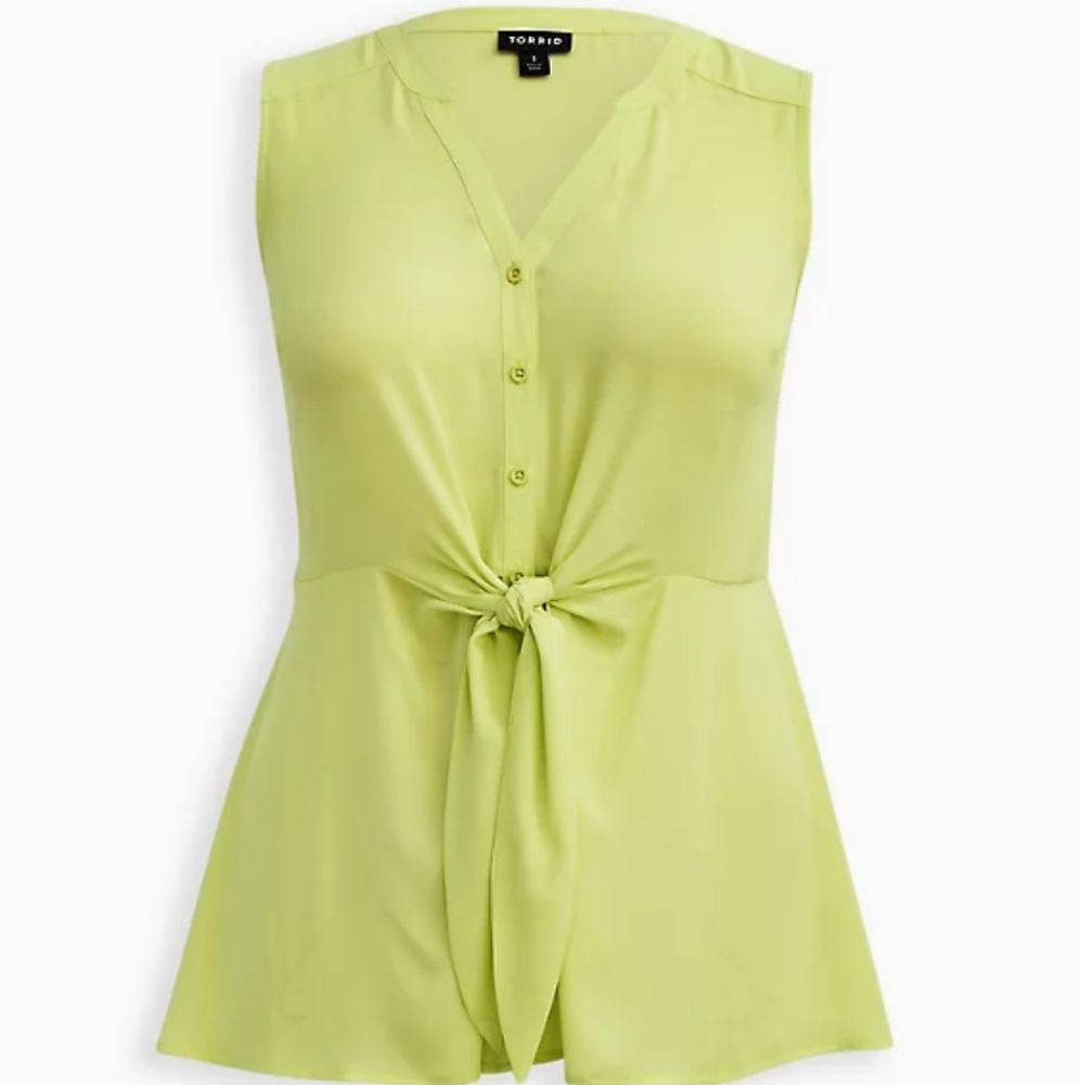 Torrid Neon Lime Georgette Peplum Blouse